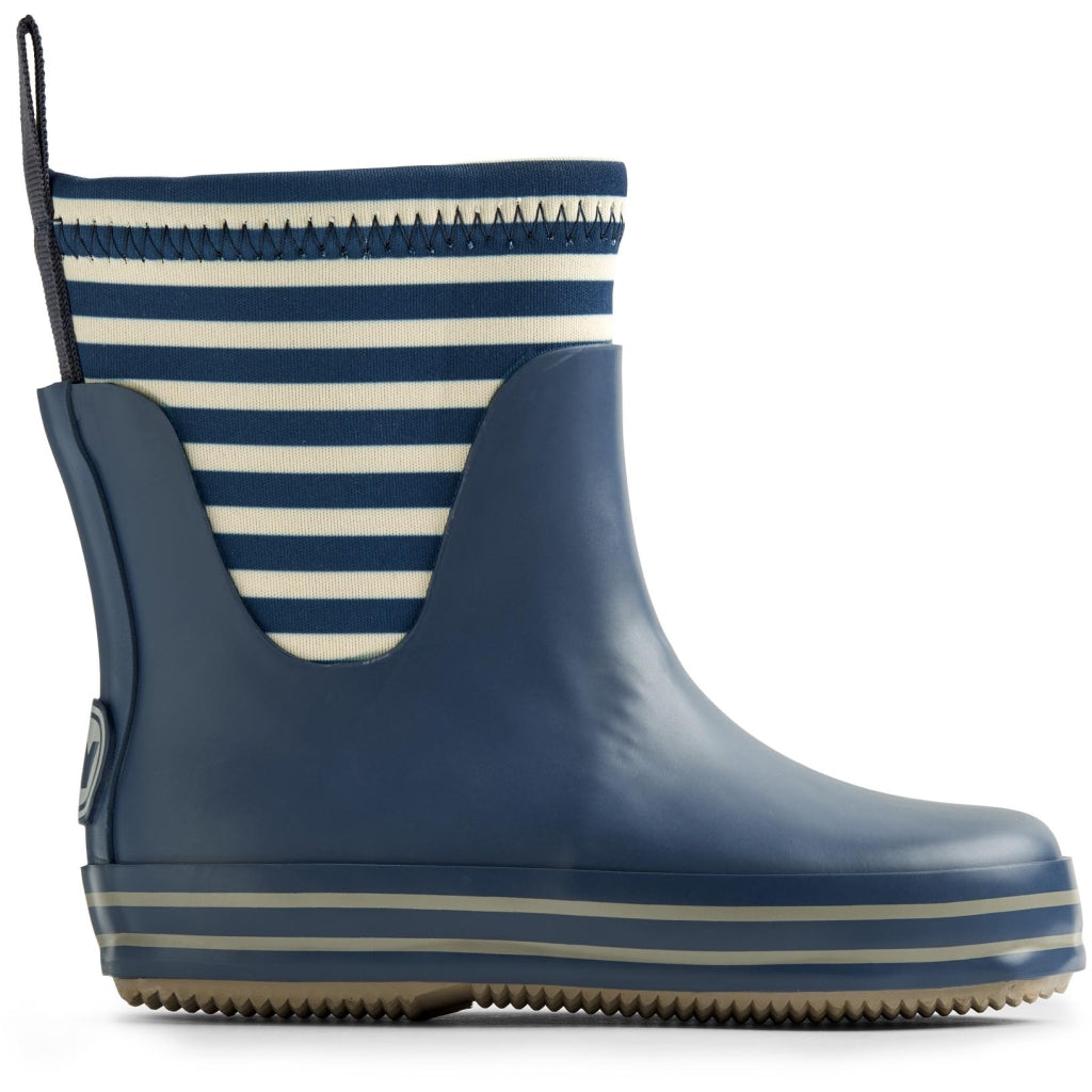 Wheat Rubber Boot Print Mist indigo Stripes
