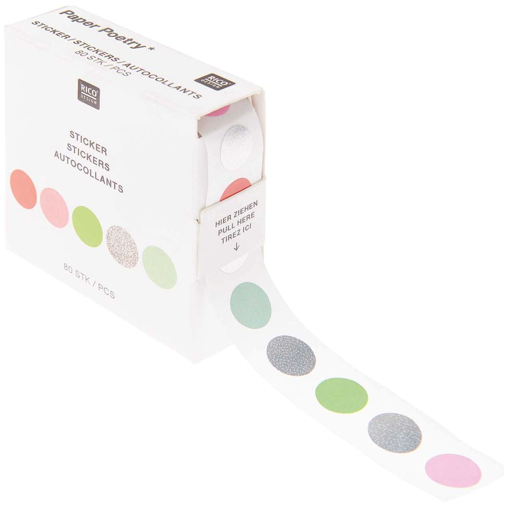 Rico Mini Sticker Kreise, Neon / Silber FSC MIX, 80 Stk