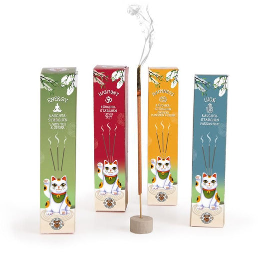 Trendhaus LUCKY CAT Good Vibes Räucherstäbchen 50 Stück + Halter