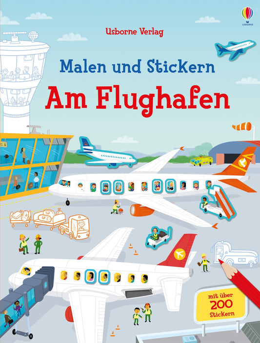 Usborne Malen und Stickern: Am Flughafen 3+