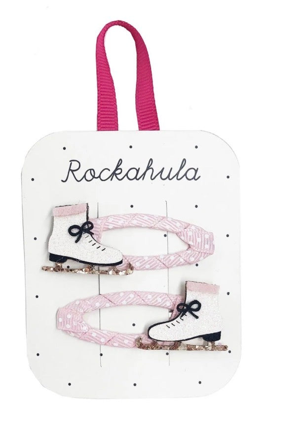 Rockahula Haarspangen rosa mit Schlittschuh