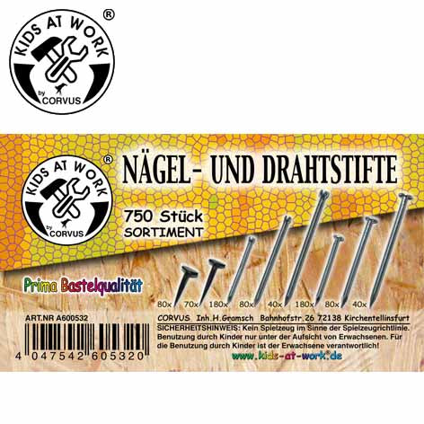 Kids at Work Nägel- & Drahtsifte 750 Stück