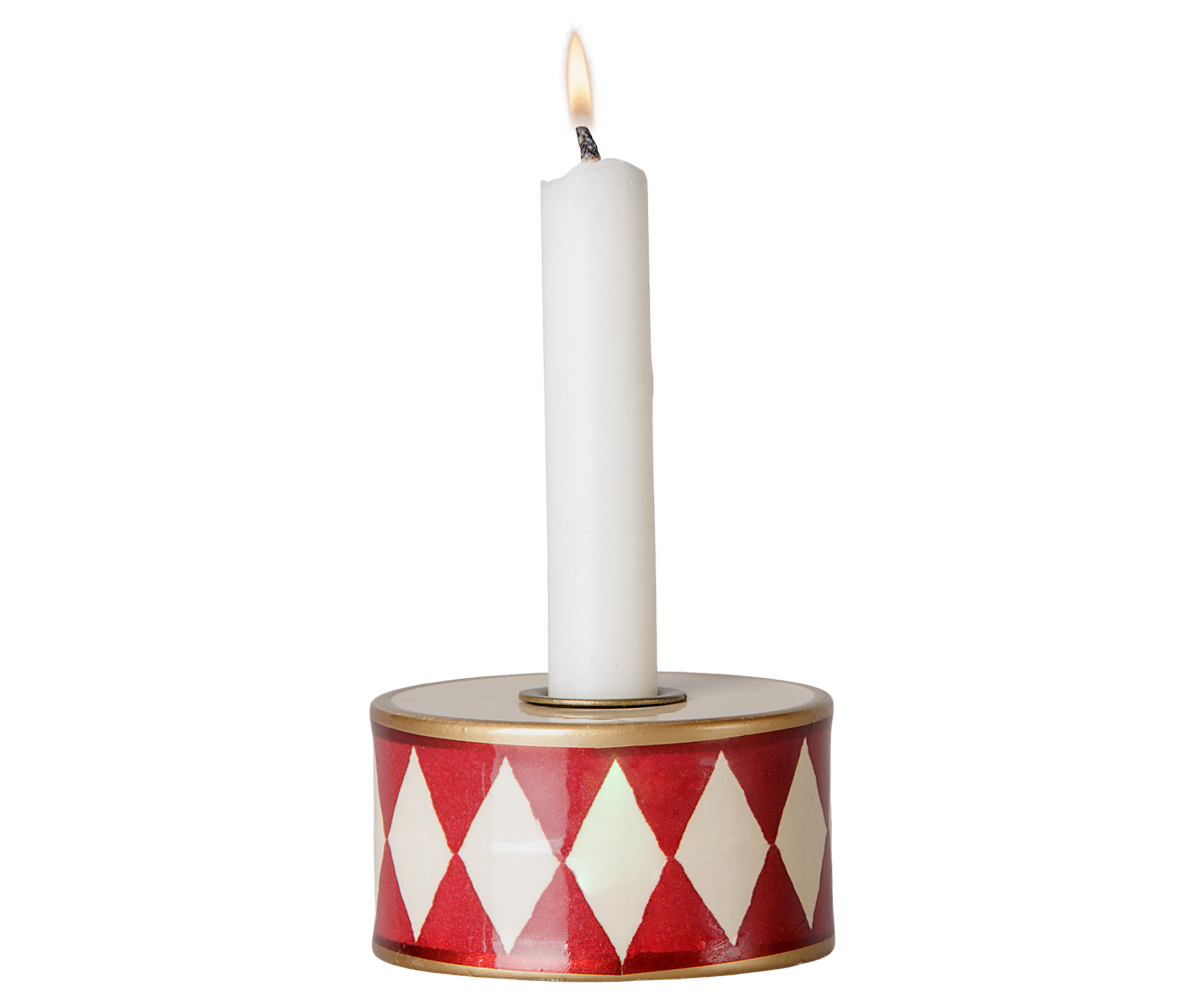 Maileg Candle holder, Drum – Off white/Red