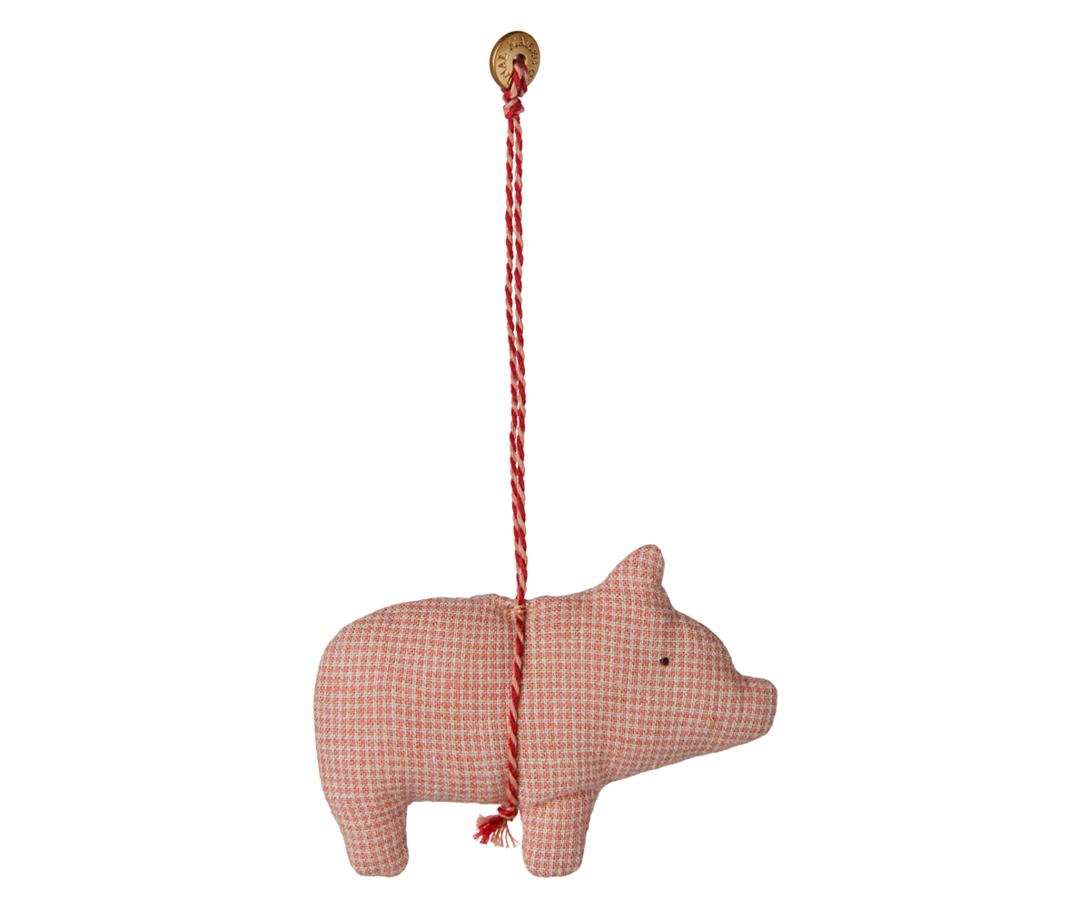Maileg Fabric ornament, Pig – Checker – Rose