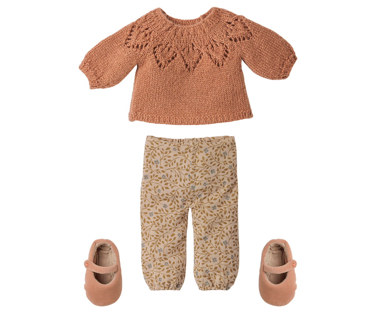 Maileg Pants and knitted sweater, Size 3 – Vintage powder