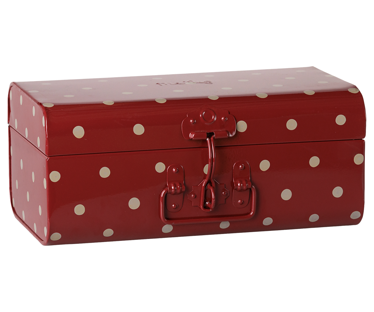 Maileg Storage suitcase, Small – Dark red w. tray