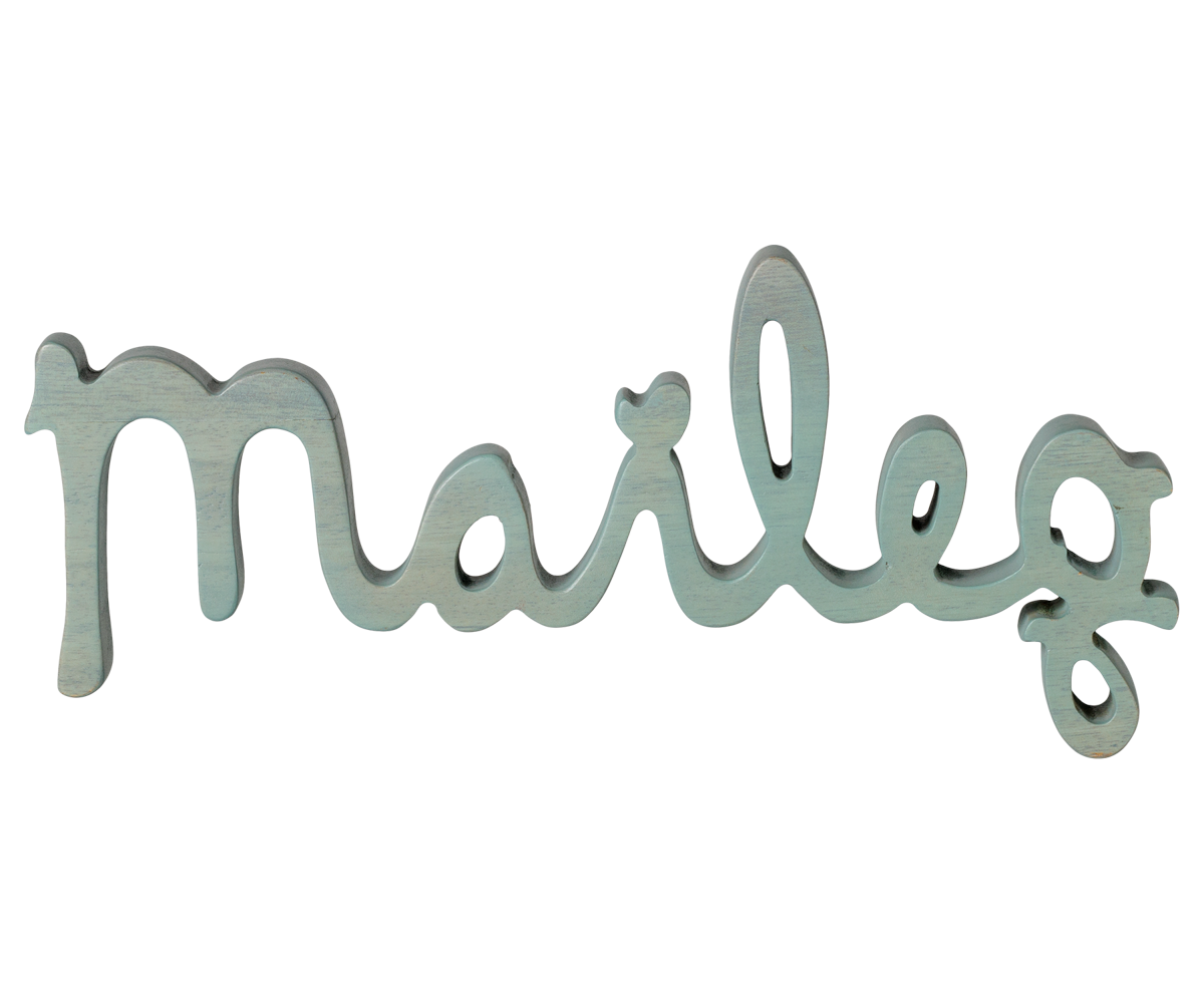 Maileg Maileg wooden tabletop logo – Dusty blue