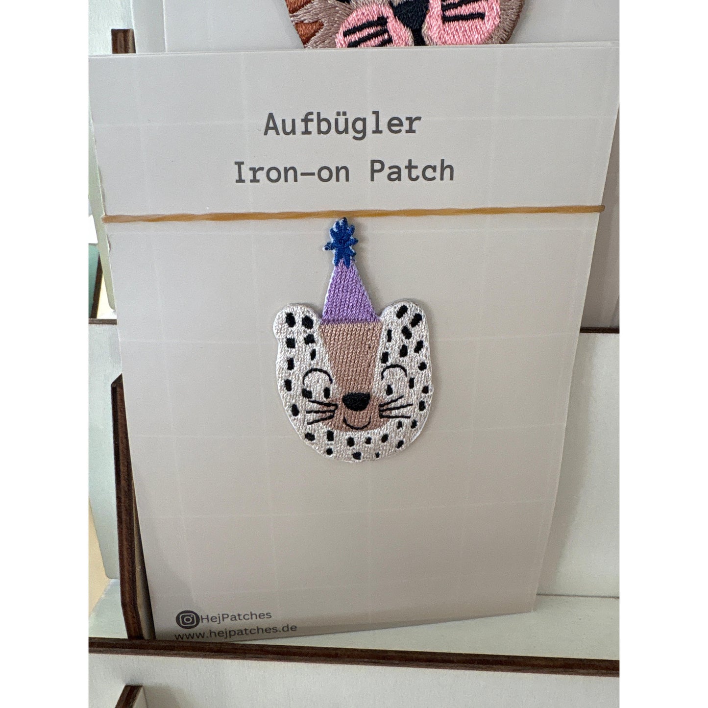 HejPatches Aufbügler Leopard mit Partyhut