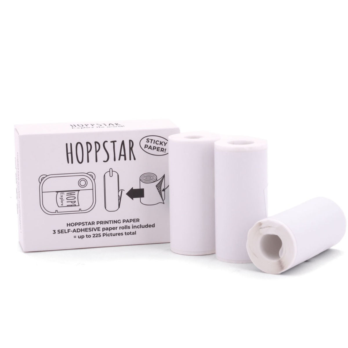 Hoppstar selbstklebende Papierrolle 3er Pack weiß