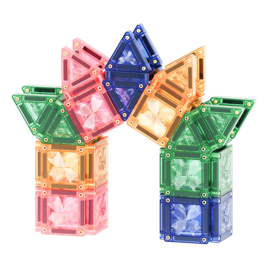 Cleverclixx Magnetbausteine Mini Tiles Pack Pastell - 28 Teile