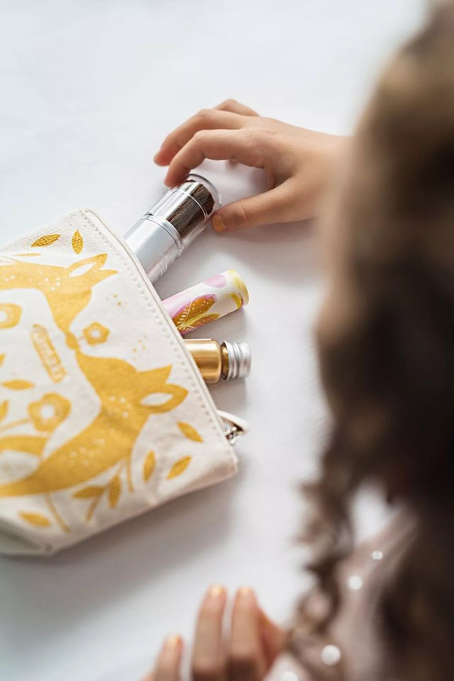 Namaki Kosmetiktasche - goldenes Glitzertäschchen Fuchs