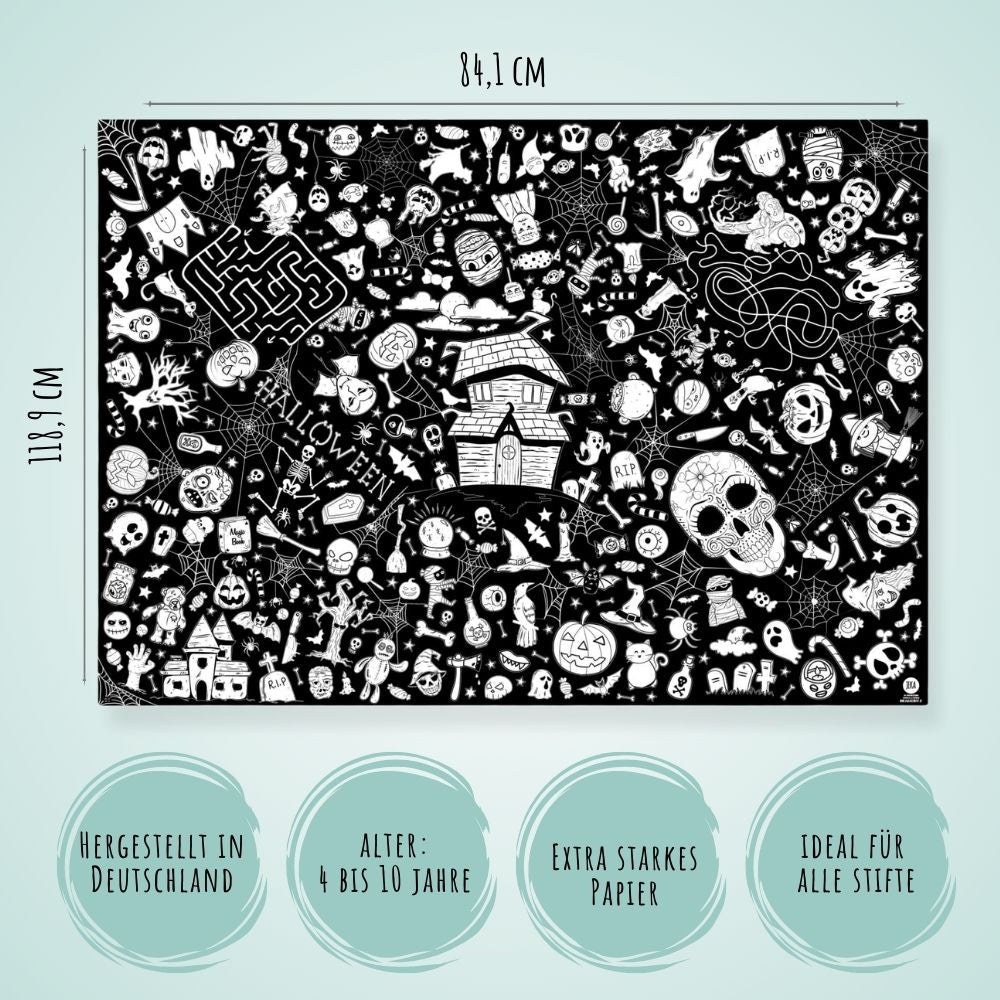 Malmichbunt Ausmal-Tischdecke aus Papier Halloween