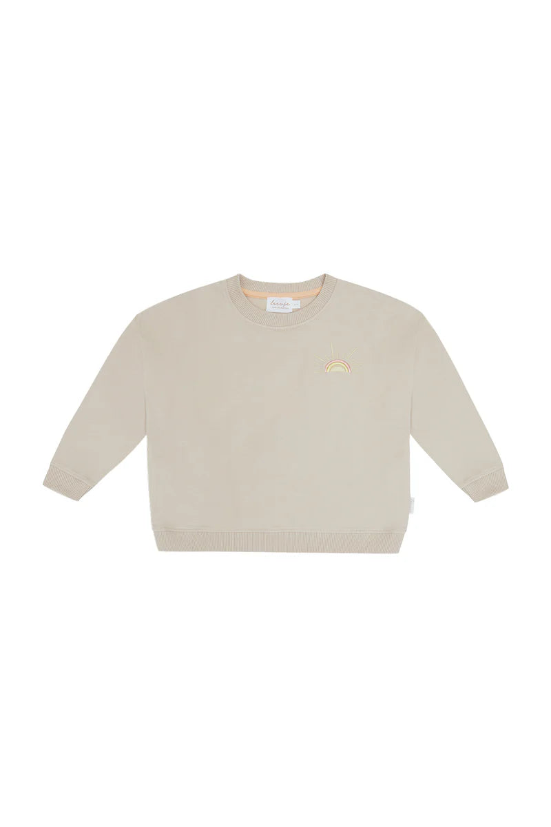 Leevje Unisex Sweatshirt with Sun 'Oh Hey Vacay' Cappuccino