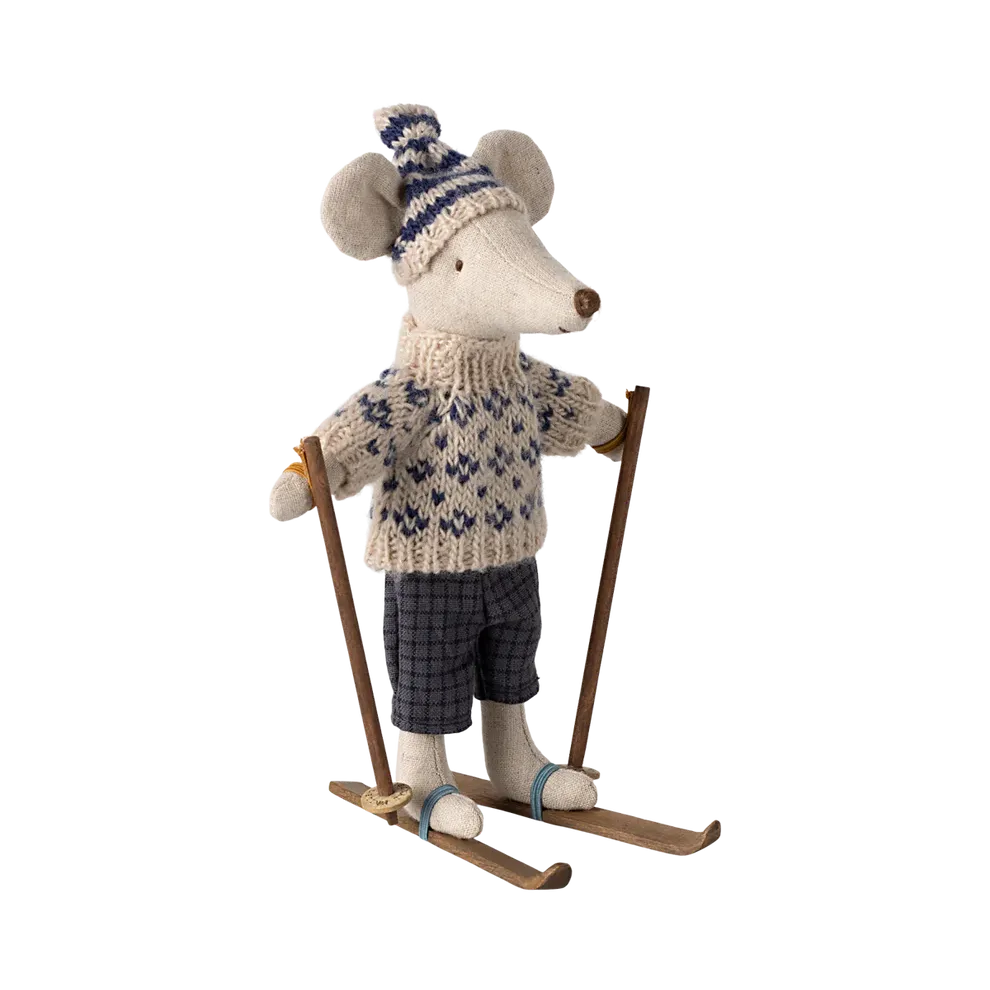 Maileg Wintermaus mit Skiset Papa