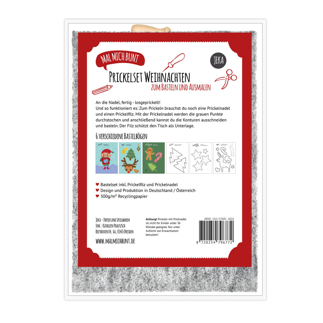 Malmichbunt Prickelset Weihnachten zum Basteln und Ausmalen