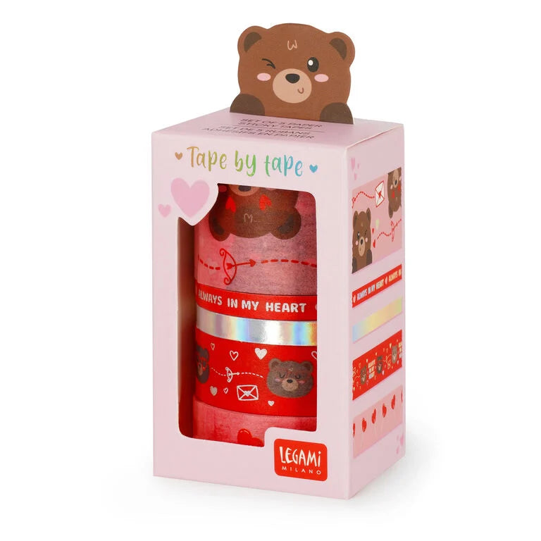 Legami 5er-Set dekorative Papierklebebänder Teddy Bear - Tape by Tape