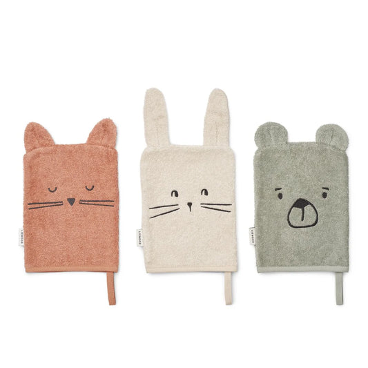 Liewood Sylvester Klassisch Waschlappen 3er-Pack Dove blue mix