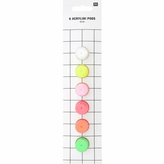 Rico Design Acrylini Pods Neon Set, 6 Farben, je 3,5 ml