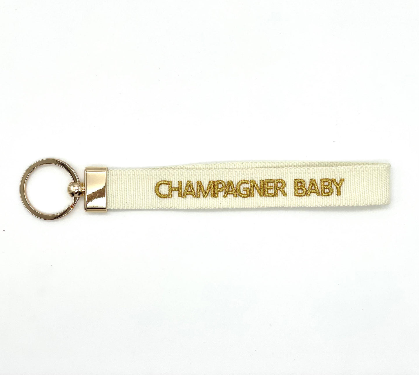CHAMPAGNER BABY Schlüsselanhänger Keychain, gewebt - bestickt