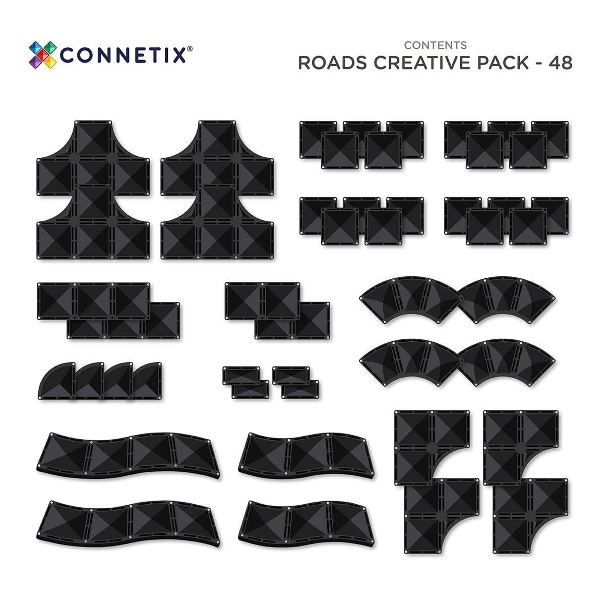 Connetix Roads 48 Teile Magnetbausteine