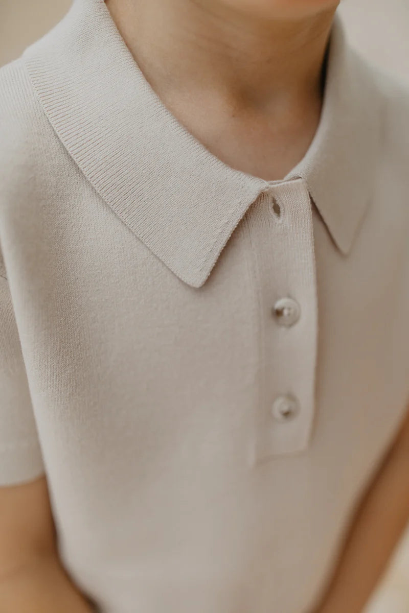 Leevje Unisex Knitted Polo Shirt 'Cappucino'