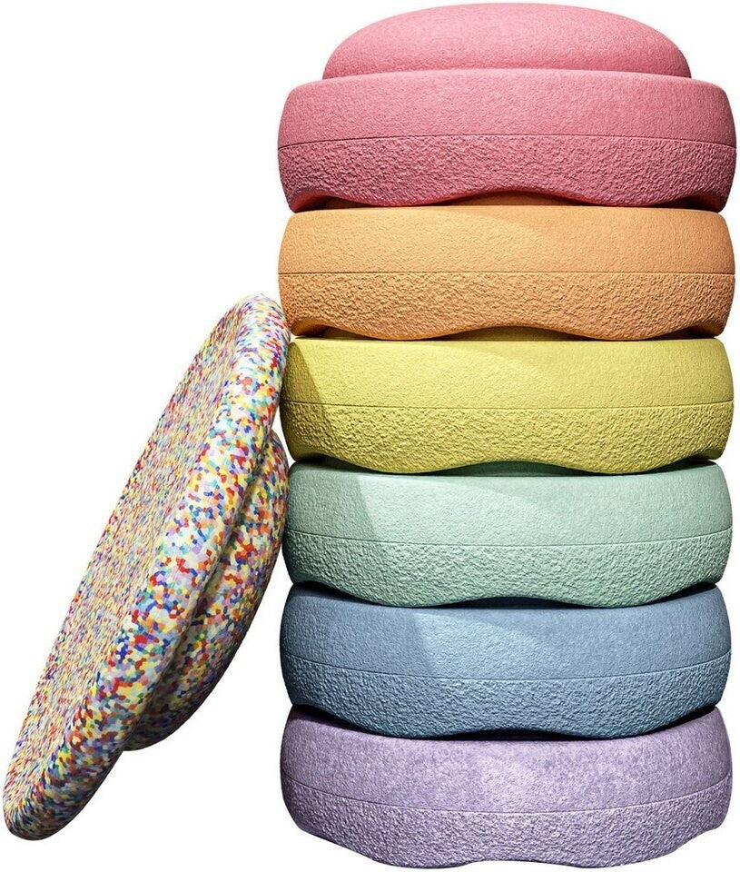 Stapelstein Rainbow Set pastel 6 Steine + Board