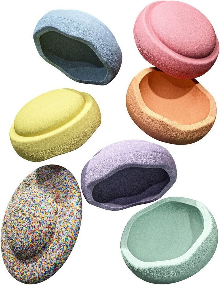 Stapelstein Rainbow Set pastel 6 Steine + Board
