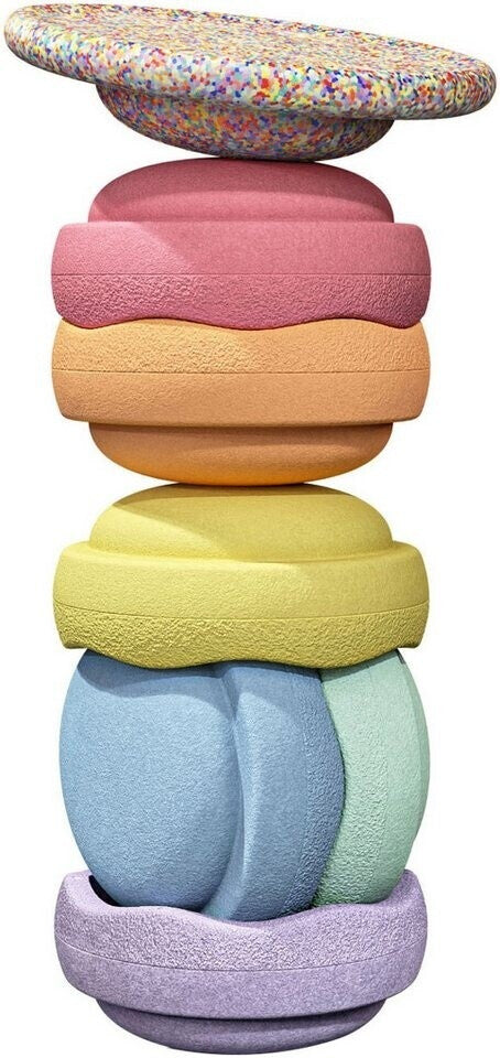 Stapelstein Rainbow Set pastel 6 Steine + Board