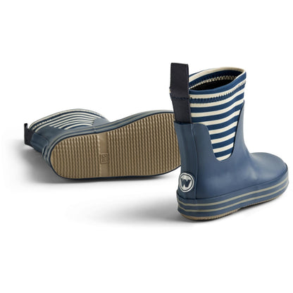 Wheat Rubber Boot Print Mist indigo Stripes