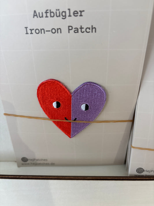 HejPatches Aufbügler Herz rot/lila