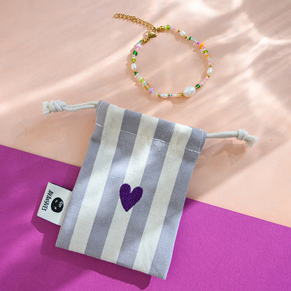 Ava&Yves Perlenarmband mit Karabinerverschluss und Säckchen