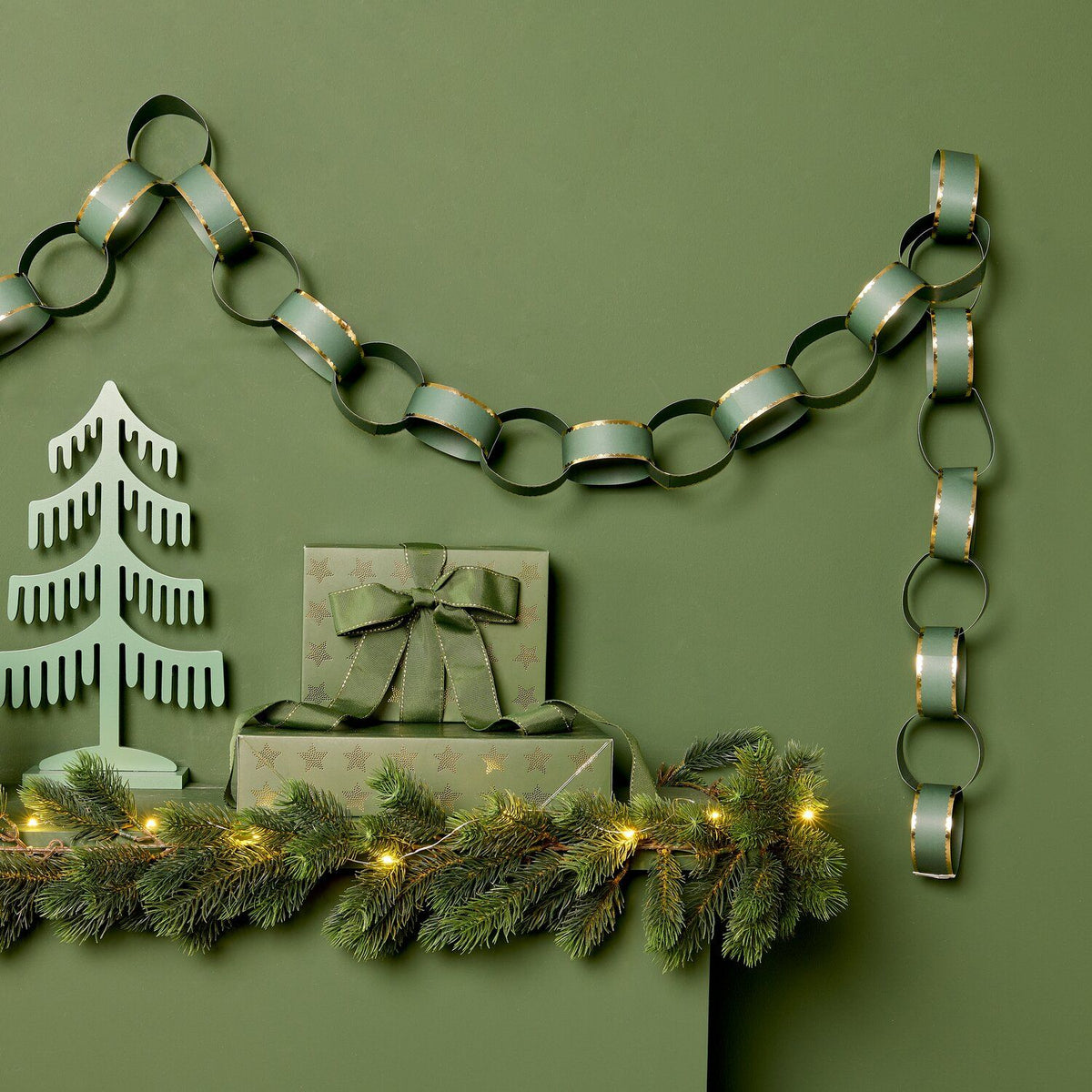 DIY Kettengirlande Grün/Gold