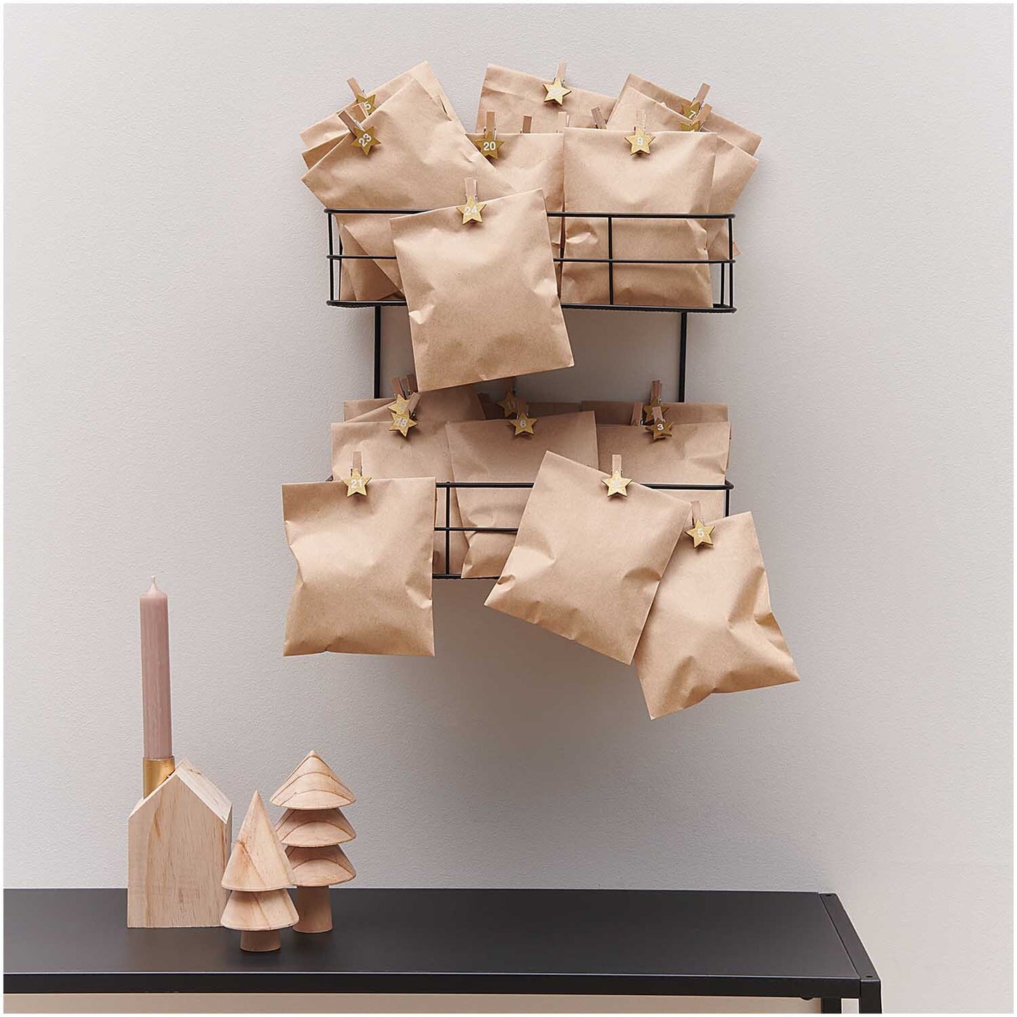 Rico Design Holzclips Adventskalender Sterne Gold 1-24