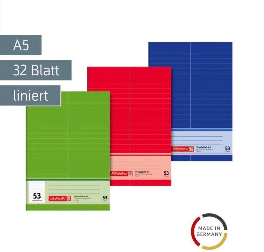 Brunnen Vokabelheft A 5 liniert Zwei Spalten
