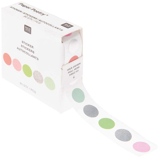Rico Mini Sticker Kreise, Neon / Silber FSC MIX, 80 Stk