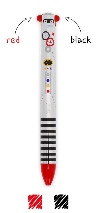 Legami Click Clack Stift mit Zwei Farben im Roboter Stil