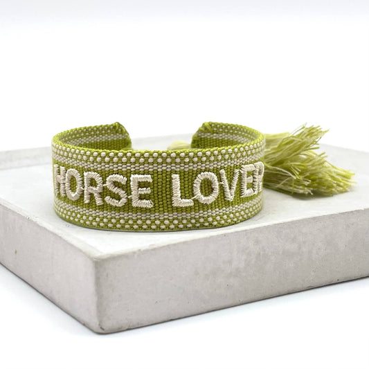 HORSE LOVER Statement Armband gewebt - bestickt