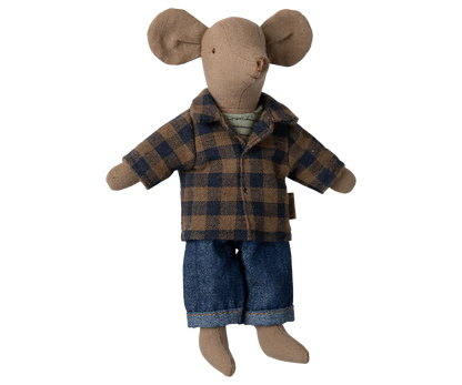 Maileg - braunes kariertes Hemd und Hose, Papa Maus
