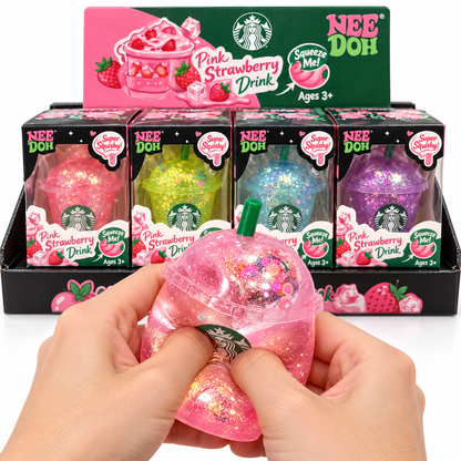 Squishy Cup mit Glitzer | rosa, blau, violett und grün
