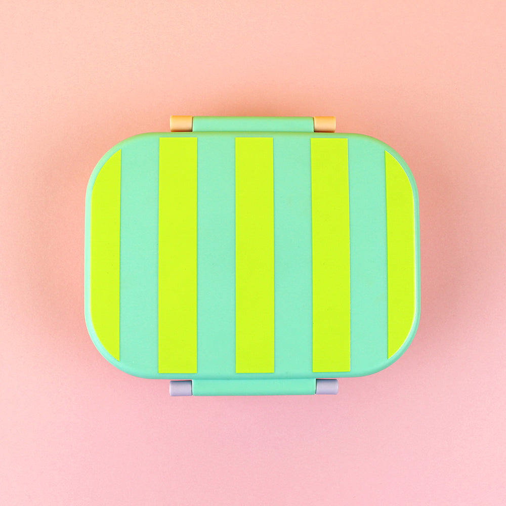 Ava & Yves - Brotdose / Lunchbox mit herausnehmbarem Einsatz, Stripes mint/gelb/apricot