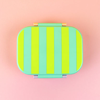 Ava & Yves - Brotdose / Lunchbox mit herausnehmbarem Einsatz, Stripes mint/gelb/apricot