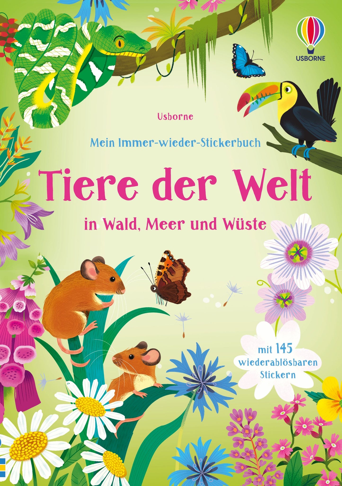 Usborne Mein Immer-wieder-Stickerbuch Tiere der Welt in Wald, Meer und Wüste