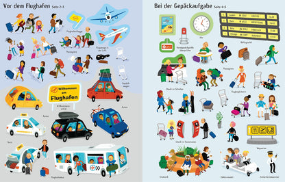 Usborne Malen und Stickern: Am Flughafen 3+