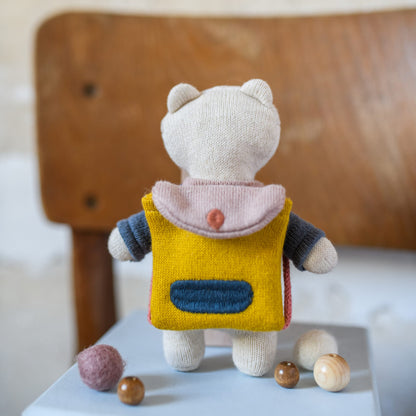 Ava&Yves - Bär „Schulkind“ mit Schulranzen und Shirt in rosa/blau Kuscheltier