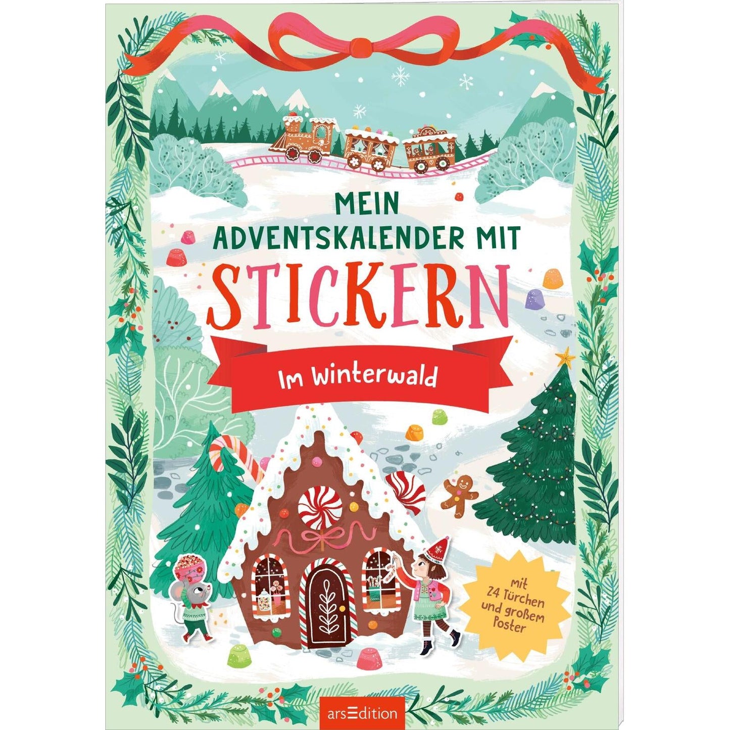 Arsedition mein Adventskalender mit Stickern mit 24 Türchen und großem Poster