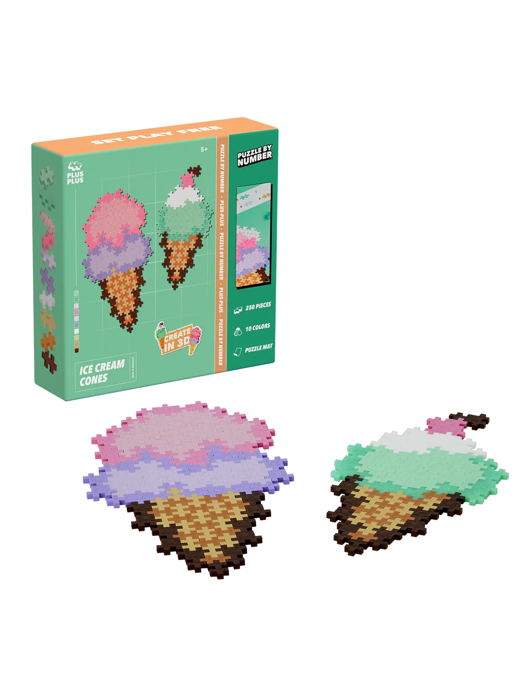 Plus-Plus Puzzle By Number - Ice Cream Cones - 250 pcs