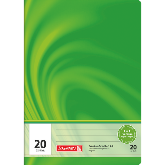 Brunnen Schulheft Premium Vivendi A4, Lineatur 20, 32 Blatt, grün