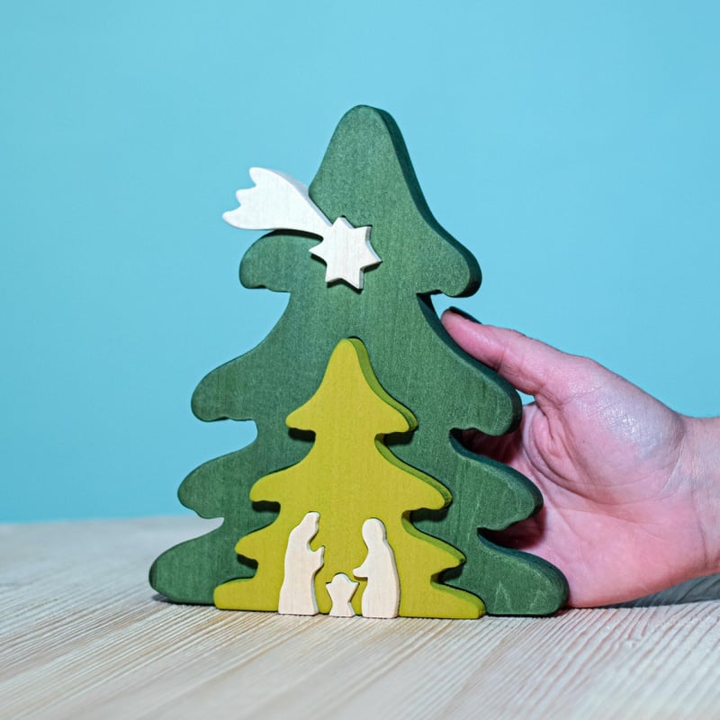 Bumbu Toys Weihnachtsbaum Puzzle grün