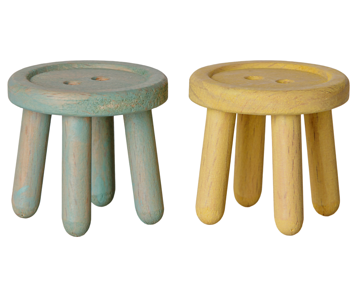 Maileg Hockerset für Mäuse – Mint & Hellgelb