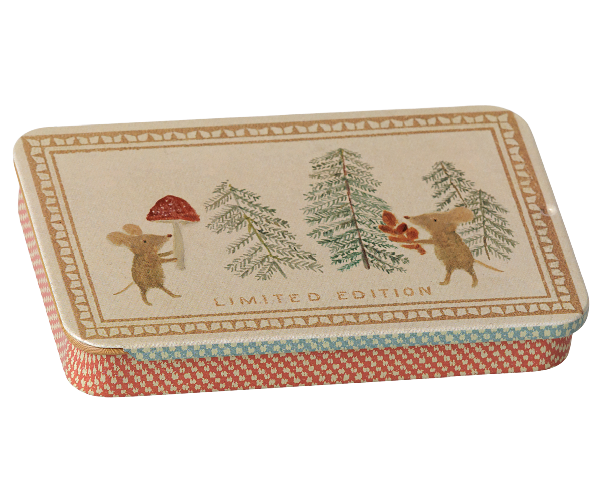 Maileg Metal box w. sliding lid – Christmas mice